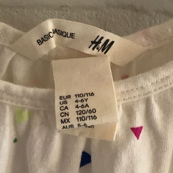 H & M Girl’s Tank top White Neon Graphic Size 4-6 - Picture 4 of 5